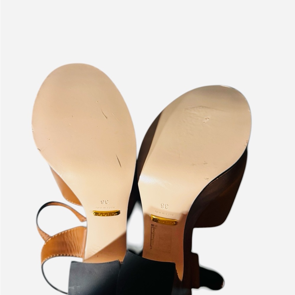 Gucci Cutout Interlocking G 36/ US 6 Platform Sandal Dark Brown Leather - Picture 7 of 8